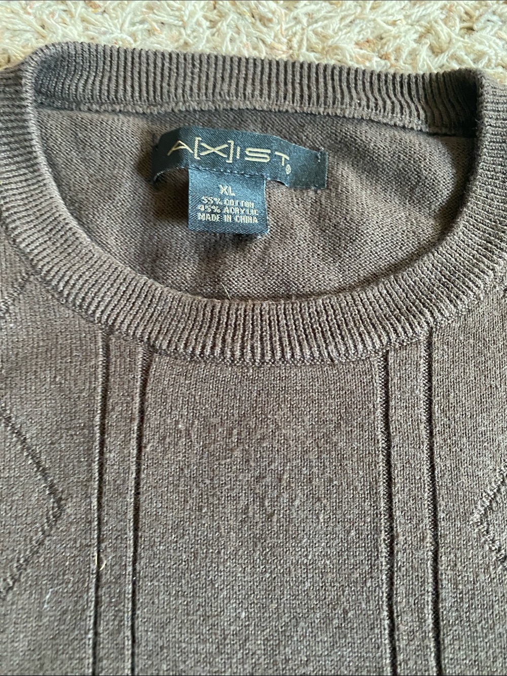 Axist Brown Crewneck Sweater with Diamond Knit XL